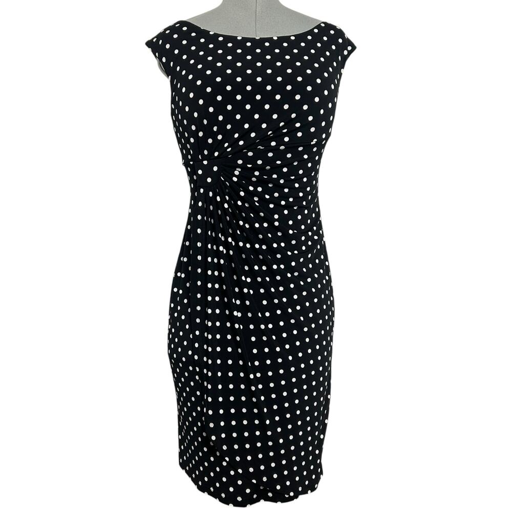 Vintage Retro Black & White Polka Dot Dress Size 8